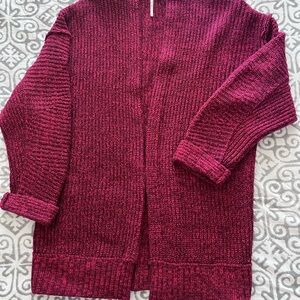 Free People Deep Red Cardigan Sweater